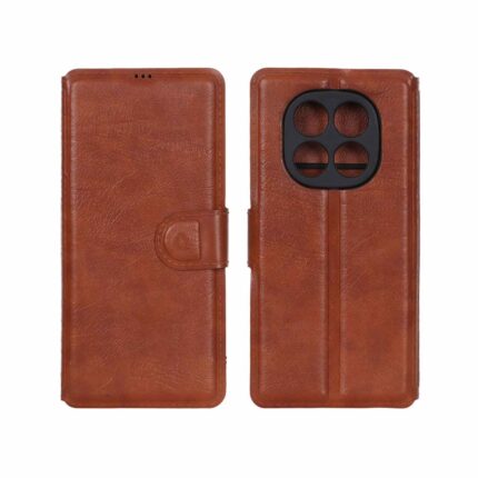 کیف موبایل چرمی مگنتی محافظ لنزدار Xiaomi Redmi Note 15 / Poco M8 5G - قهوه ای