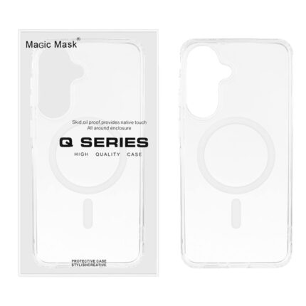قاب اورجینال Magic Mask پشت سخت شفاف MagSafe دور ژله ای Samsung Galaxy A57 - سفید (پک دار)