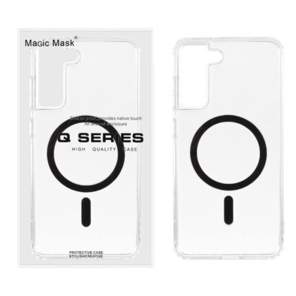 قاب اورجینال Magic Mask پشت سخت شفاف MagSafe دور ژله ای Samsung Galaxy S21 FE - مشکی (پک دار)