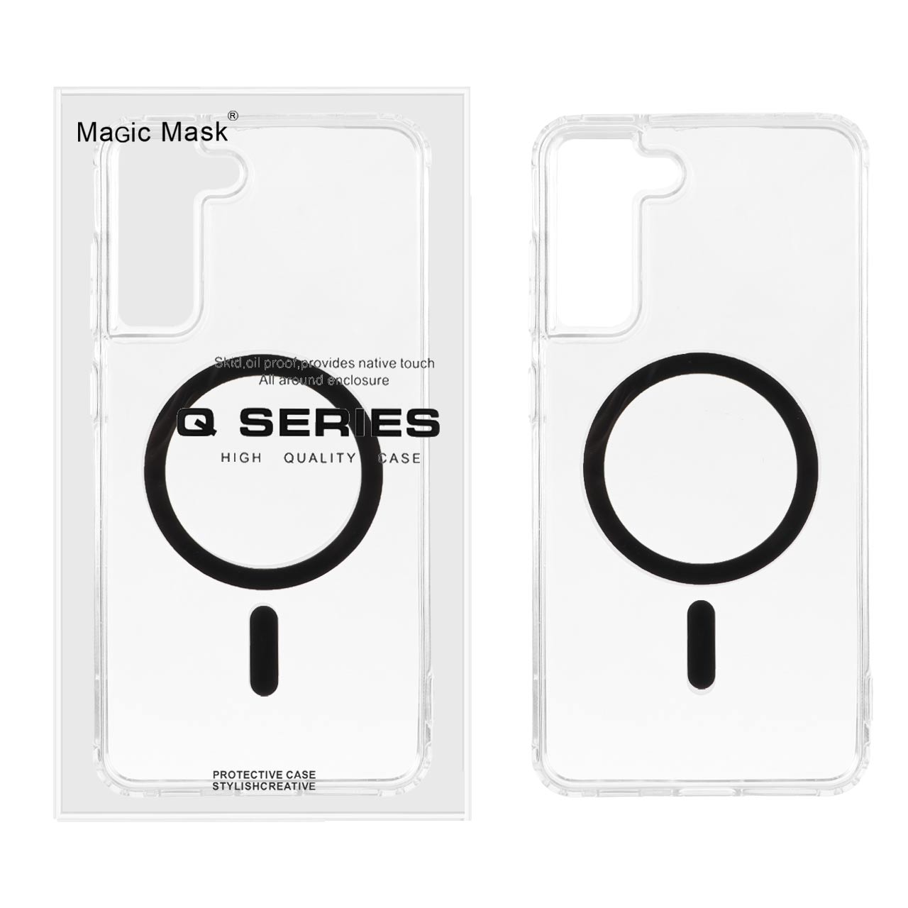 4596490 قاب اورجینال Magic Mask پشت سخت شفاف MagSafe دور ژله ای Samsung Galaxy S21 FE - مشکی (پک دار) - تصویر 1