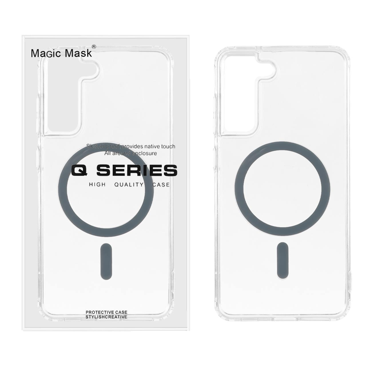 4596494 قاب اورجینال Magic Mask پشت سخت شفاف MagSafe دور ژله ای Samsung Galaxy S21 FE - خاکستری (پک دار) - تصویر 1