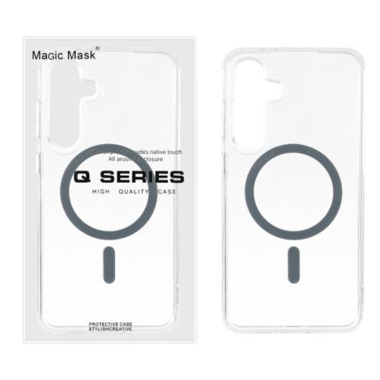 قاب اورجینال Magic Mask پشت سخت شفاف MagSafe دور ژله ای Samsung Galaxy S24 FE - خاکستری (پک دار)