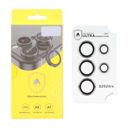 محافظ لنز رینگی اورجینال Ultra Camera Lens Ushield شابلون دار Samsung Galaxy S25 Ultra - خاکستری (پک دار)