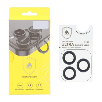 محافظ لنز رینگی اورجینال Ultra Camera Lens Ushield شابلون دار Apple iPhone 17 Pro Max / iPhone 17 Pro - سرمه ای (پک دار)