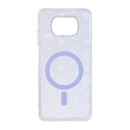 قاب قلبی هولوگرامی طرح مگ سیف نگین دار Xiaomi Poco X3 / Poco X3 Pro / Poco X3 NFC - بنفش
