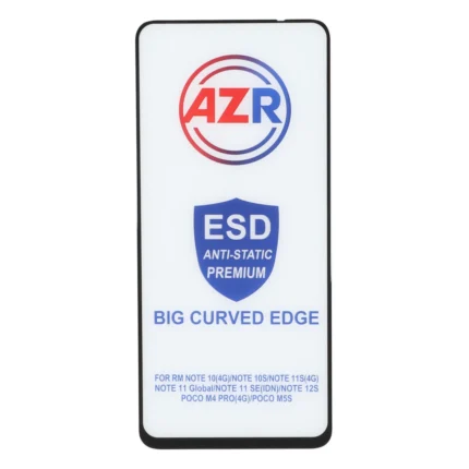 محافظ صفحه نمایش شیشه ای AZR - Big curved ESD Anti Static مدل Xiaomi Redmi Note 12S / Redmi Note 11 4G / Redmi Note 11S / Redmi Note 10 4G / Redmi Note 10S / Poco M5S / Poco M4 Pro 4G