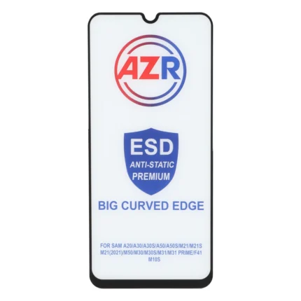 محافظ صفحه نمایش شیشه ای AZR - Big curved ESD Anti Static مدل Samsung Galaxy A20 / A30 / A30S / A50 / A50S / M10S / M21 / M21S / M30 / M30S / M31 / Redmi Note 7 / Note 7 Pro / Note 7s / Honor 9a / Y6p