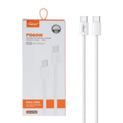 کابل شارژ PD و فست Mietubl Type-C To Type-C مدل MTB-DCTTPD07 60W - سفید (گارانتی شش ماهه AZR)