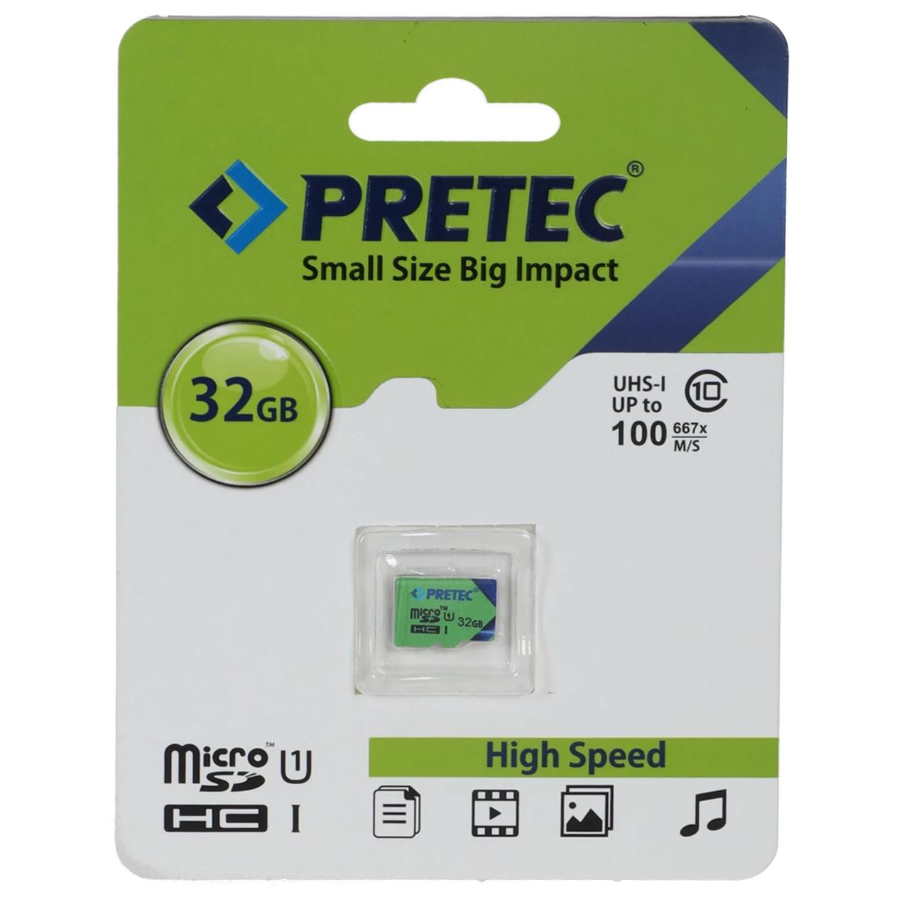 4599206 کارت حافظه Pretec MICROSDHC مدل 667X کلاس U1 سرعت 100MB/s ظرفیت 32GB - (گارانتی فراگامان) - تصویر 1