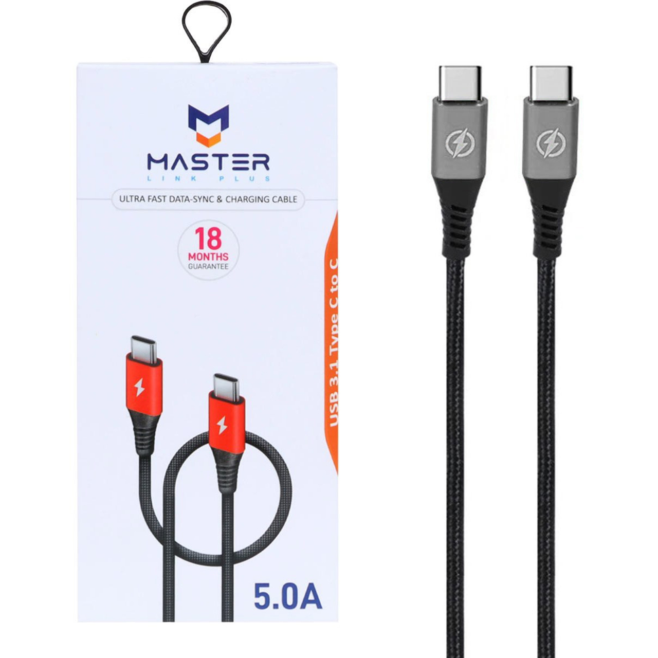 4599778 کابل شارژ فست MASTER Type-C to Type-C مدل ETM 002 - مشکی خاکستری - تصویر 1