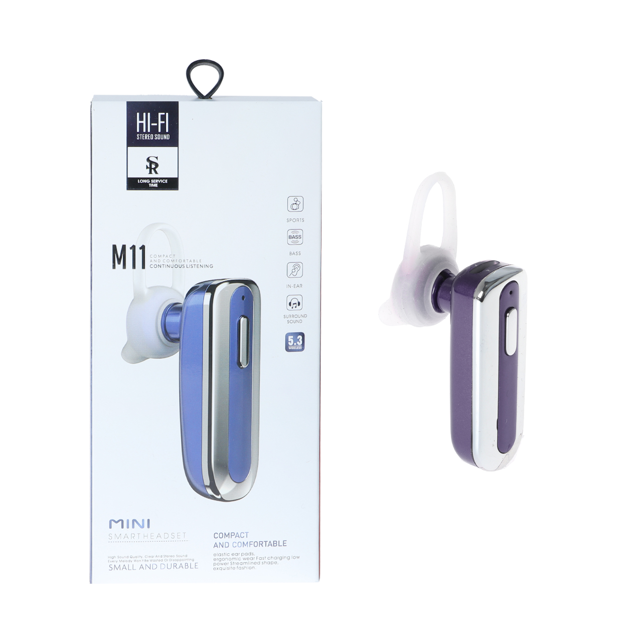 4600004 هندزفری بی سیم تک گوش HI-FI مدل M11 - بنفش - تصویر 1