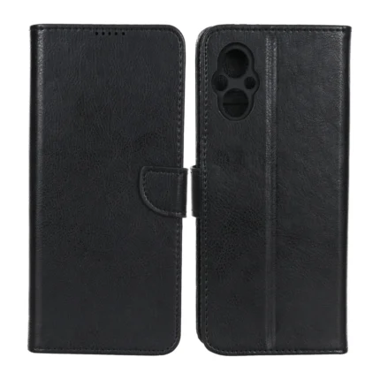 کیف چرمی موبایل مگنتی محافظ لنزدار KRF مدل Xiaomi Poco M5 - مشکی