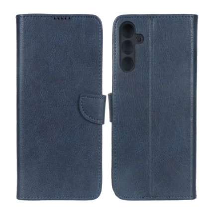 کیف چرمی موبایل مگنتی محافظ لنزدار KRF مدل Samsung Galaxy A34 - سرمه ای