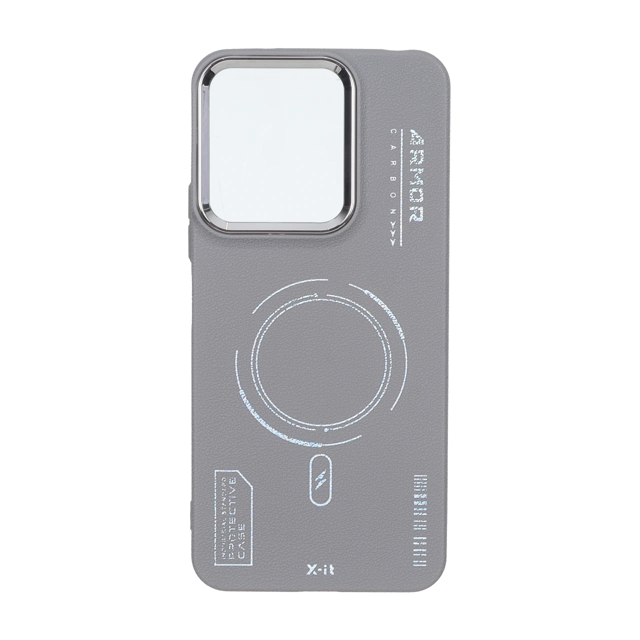 4600444 قاب Armor لنز متال Texture طرح مگ سیف Xiaomi Redmi 13X / Redmi 13 4G / Poco M6 4G - خاکستری - تصویر 1