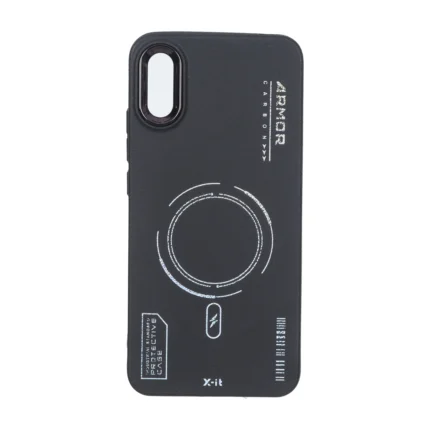 قاب Armor لنز متال Texture طرح مگ سیف Xiaomi Redmi 9A / Redmi 9A Sport / Redmi 9AT - مشکی