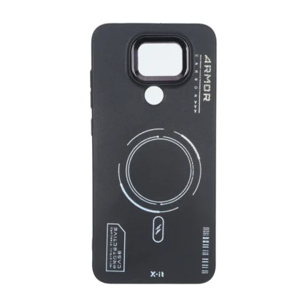 قاب Armor لنز متال Texture طرح مگ سیف Xiaomi Redmi Note 9 / Redmi 10X 5G / Redmi 10X Pro 5G - مشکی