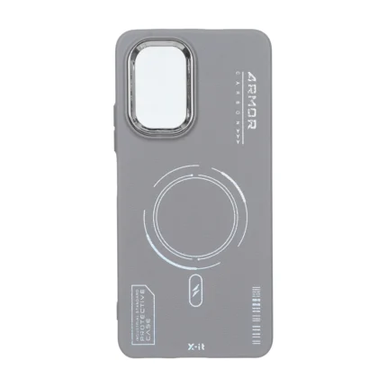 قاب Armor لنز متال Texture طرح مگ سیف Xiaomi Poco F3 / Redmi Mi 11i / Redmi K40 - خاکستری