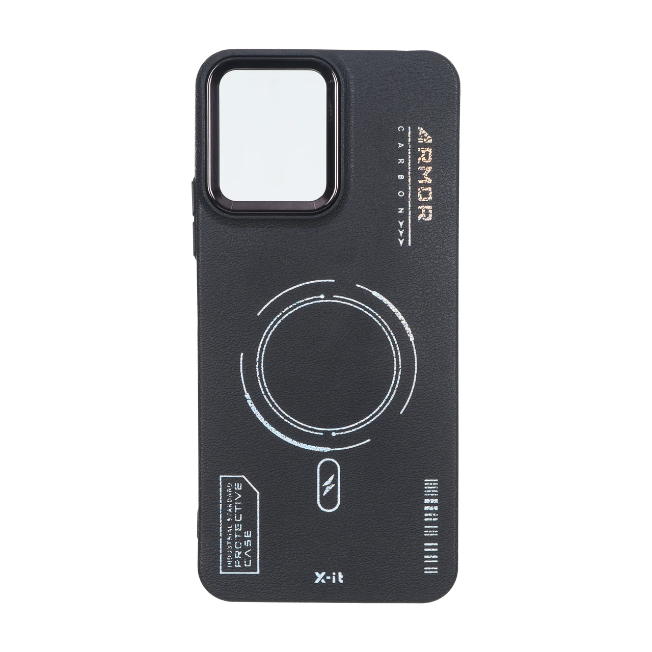 4600592 قاب Armor لنز متال Texture طرح مگ سیف Xiaomi Redmi 12 / Poco M6 Pro 5G - مشکی - تصویر 1
