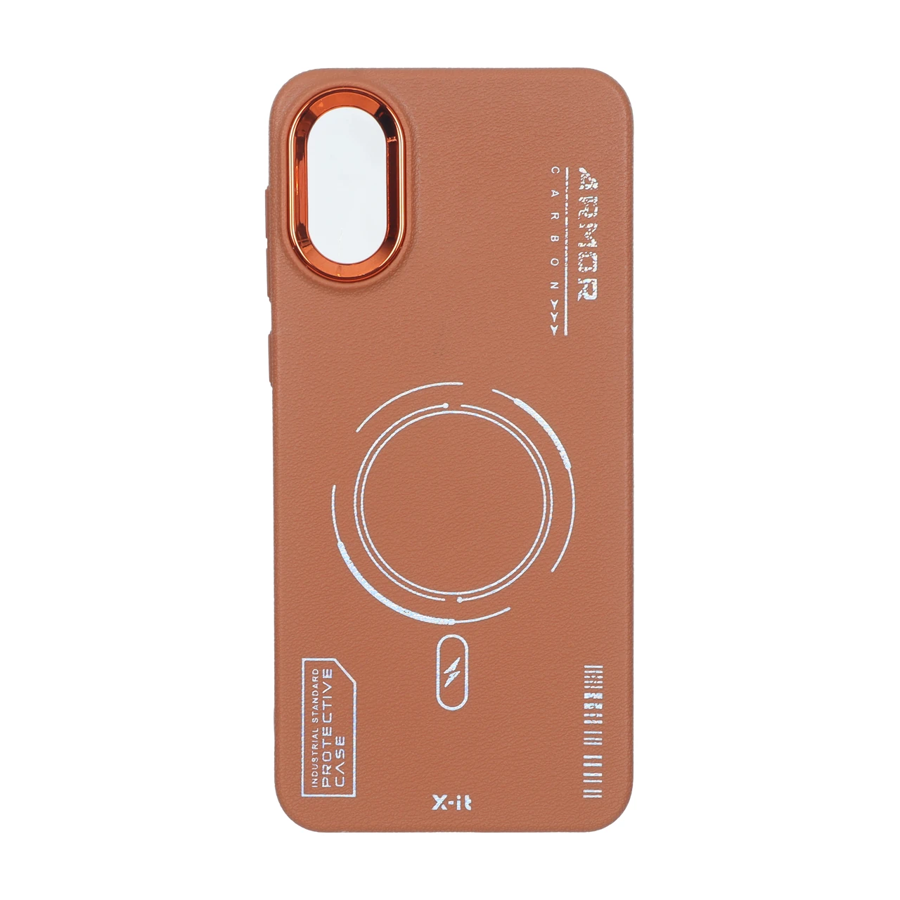 4600758 قاب Armor لنز متال Texture طرح مگ سیف Samsung Galaxy A03 Core - قهوه ای - تصویر 1