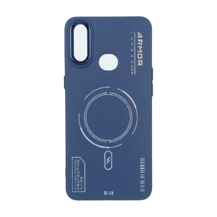 قاب Armor لنز متال Texture طرح مگ سیف Samsung Galaxy A10s - سرمه ای