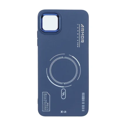 قاب Armor لنز متال Texture طرح مگ سیف Samsung Galaxy A22 5G - سرمه ای