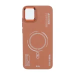 قاب Armor لنز متال Texture طرح مگ سیف Samsung Galaxy A04e / M04 / F04 - قهوه ای