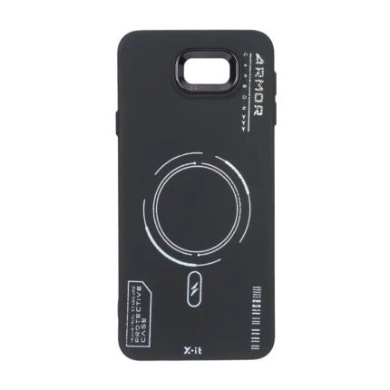 قاب Armor لنز متال Texture طرح مگ سیف Samsung Galaxy J7 Prime / G610 - مشکی