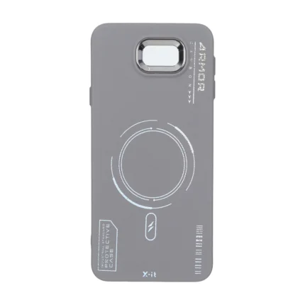 قاب Armor لنز متال Texture طرح مگ سیف Samsung Galaxy J7 Prime / G610 - خاکستری