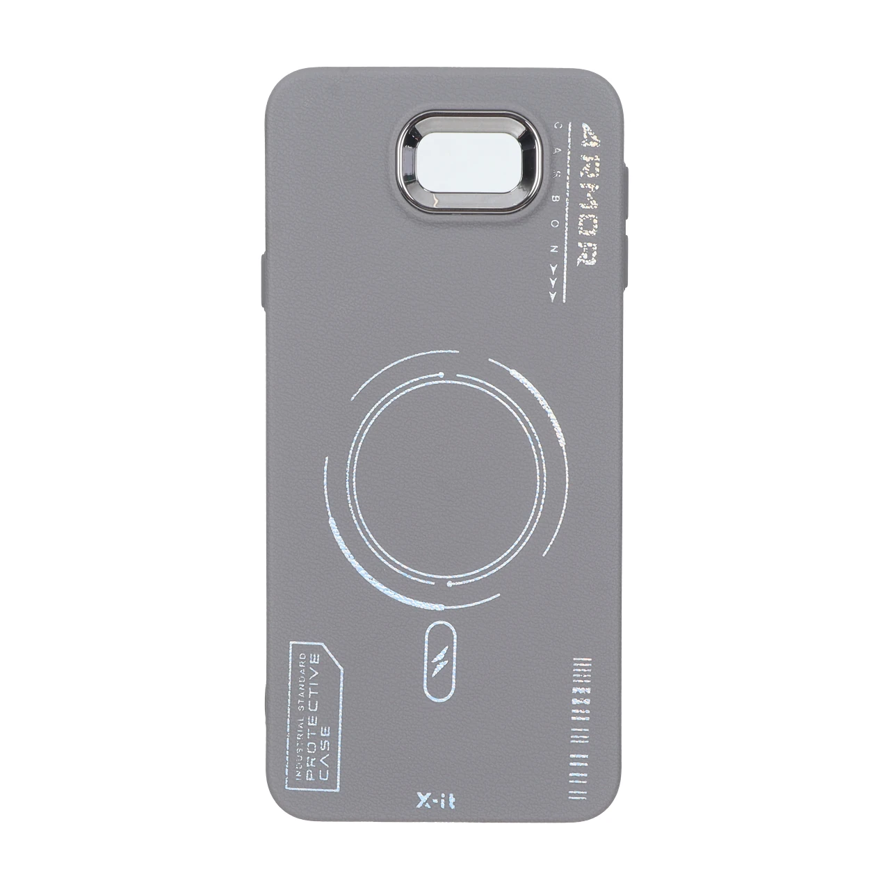 4600876 قاب Armor لنز متال Texture طرح مگ سیف Samsung Galaxy J7 Prime / G610 - خاکستری - تصویر 1