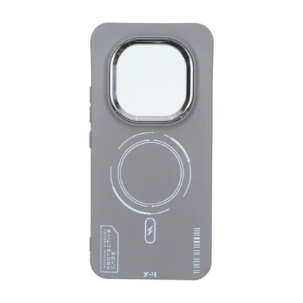 قاب Armor لنز متال Texture طرح مگ سیف Xiaomi Redmi Note 15 Pro Plus - خاکستری