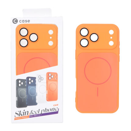 قاب C Case سیلیکونی PVD MagSafe محافظ لنز گلس دار Apple iPhone 17 Pro Max - نارنجی (پک دار) - VIN