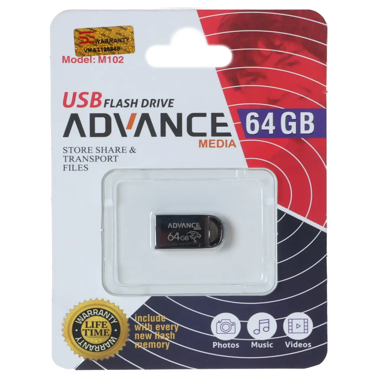 4603394 فلش مموری Advance Media مدل M102 USB2.0 ظرفیت 64GB - مشکی - تصویر 1