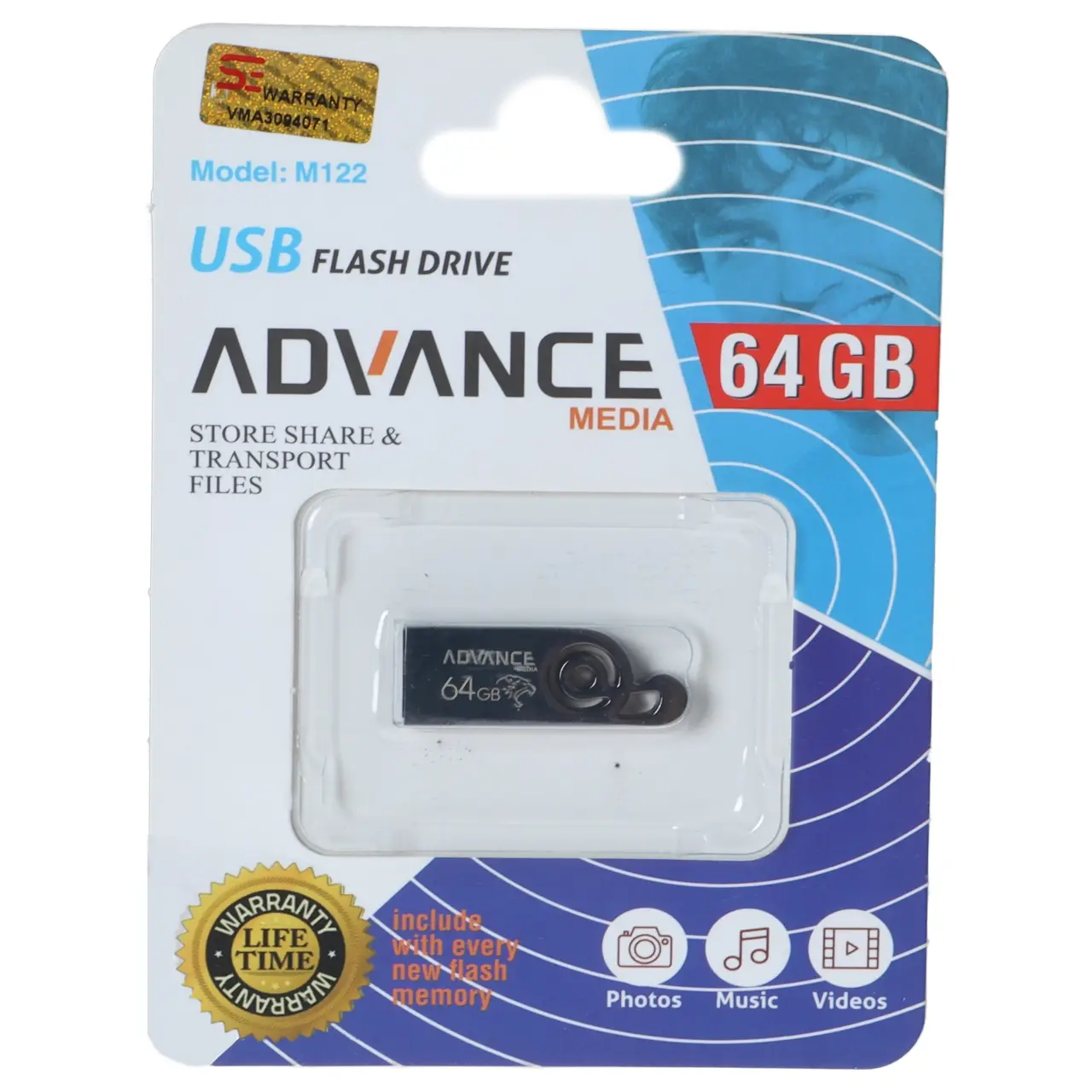 4603396 فلش مموری Advance Media مدل M122 USB2.0 ظرفیت 64GB - مشکی - تصویر 1