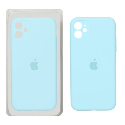 قاب سیلیکونی پاک کنی محافظ لنزدار اورجینال Apple iPhone 11 - فیروزه ای (پک اصلی)