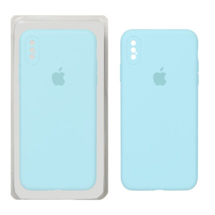 قاب سیلیکونی پاک کنی محافظ لنزدار اورجینال Apple iPhone X Max / iPhone XS Max - فیروزه ای (پک اصلی)