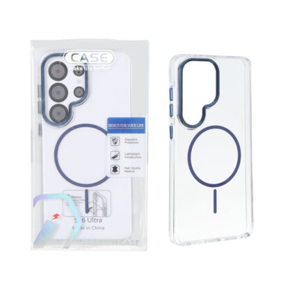 قاب اورجینال Premium Case کریستالی MagSafe لنز فلزی Samsung Galaxy S26 Ultra - سرمه ای (پک دار)