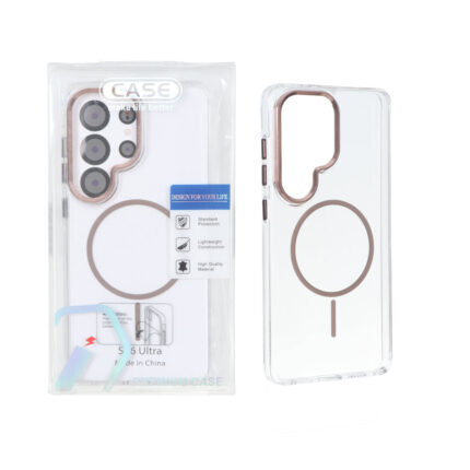 قاب اورجینال Premium Case کریستالی MagSafe لنز فلزی Samsung Galaxy S26 Ultra - نسکافه ای (پک دار)