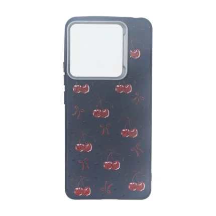 قاب Texture لنز سیلور طرح آلبالو Xiaomi Redmi Note 14 4G - سرمه ای