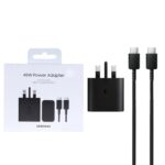 شارژر دیواری سه پین PD و فست Samsung مدل T4511 45W به همراه کابل شارژ Type-C To Type-C - مشکی (گارانتی یکساله شرکتی) NZ