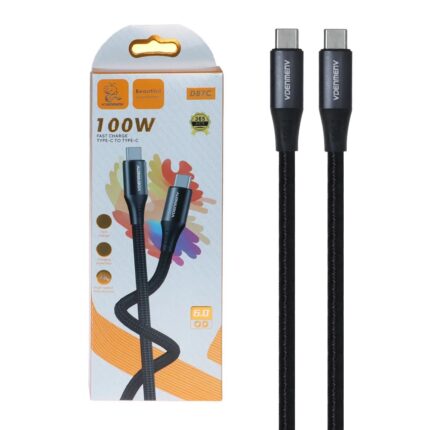 کابل شارژ PD و فست Denmen Type-C To Type-C مدل D87C 100W - مشکی - SMO