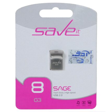 فلش مموری Save it USB2.0 مدل SAGE ظرفیت 8GB - نقره ای (گارانتی مادام العمر آی تین)