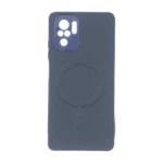 قاب هاشور MagSafe برجسته محافظ لنزدار Xiaomi Redmi Note 10 4G / Redmi Note 10S / Poco M5S - سرمه ای کد 1