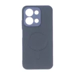 قاب هاشور MagSafe برجسته محافظ لنزدار Xiaomi Redmi 15C / Poco C85 - سرمه ای کد 1