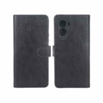 کیف موبایل چرمی مگنتی محافظ لنزدار Xiaomi Poco M7 4G - مشکی