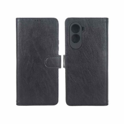 کیف موبایل چرمی مگنتی محافظ لنزدار Xiaomi Poco M7 4G - مشکی