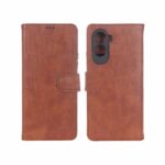 کیف موبایل چرمی مگنتی محافظ لنزدار Xiaomi Poco M7 4G - قهوه ای