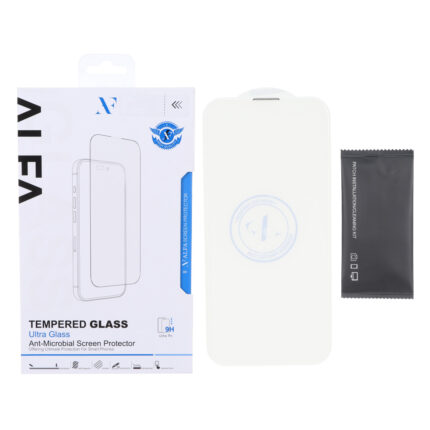 محافظ صفحه نمایش شیشه ای اورجینال ALFA بدون حاشیه Apple iPhone 16 / iPhone 15 / iPhone 14 Pro (پک دار)