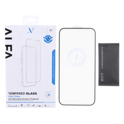 محافظ صفحه نمایش شیشه ای اورجینال Full Cover ALFA Carbon مدل Apple iPhone 13 Pro Max / iPhone 14 Plus (پک دار)