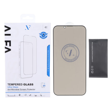 محافظ صفحه نمایش شیشه ای اورجینال Full Cover Privacy ALFA مدل Apple iPhone 13 / iPhone 13 Pro / iPhone 14 / 16e (پک دار)