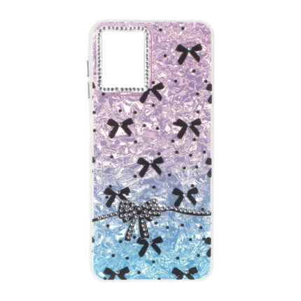 قاب ice پاپیونی نگین دار دور مات Samsung Galaxy A12 / M12 / F12 - صورتی آبی